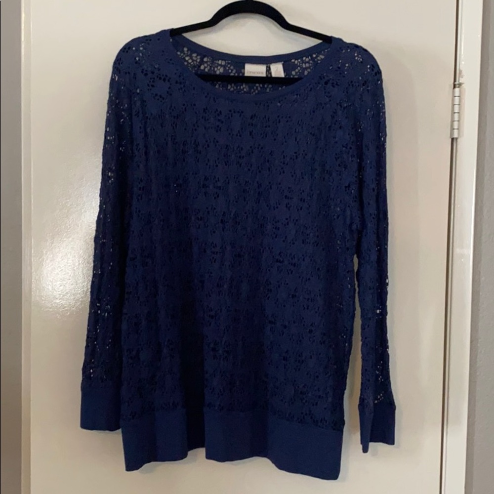 Cute Blue lace top by Chicos size 2